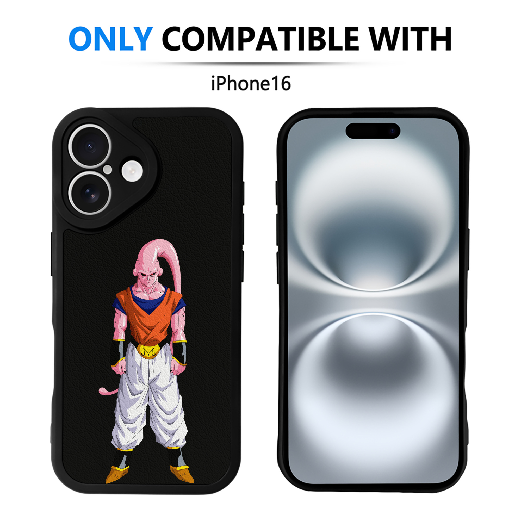 （画像用） ドラゴンボール 魔人ブウ DRAGON BALL Majin Buu 【iPhone 16シリーズ対応】シリコンスマホケース（レザー調） 材質：シリコン
